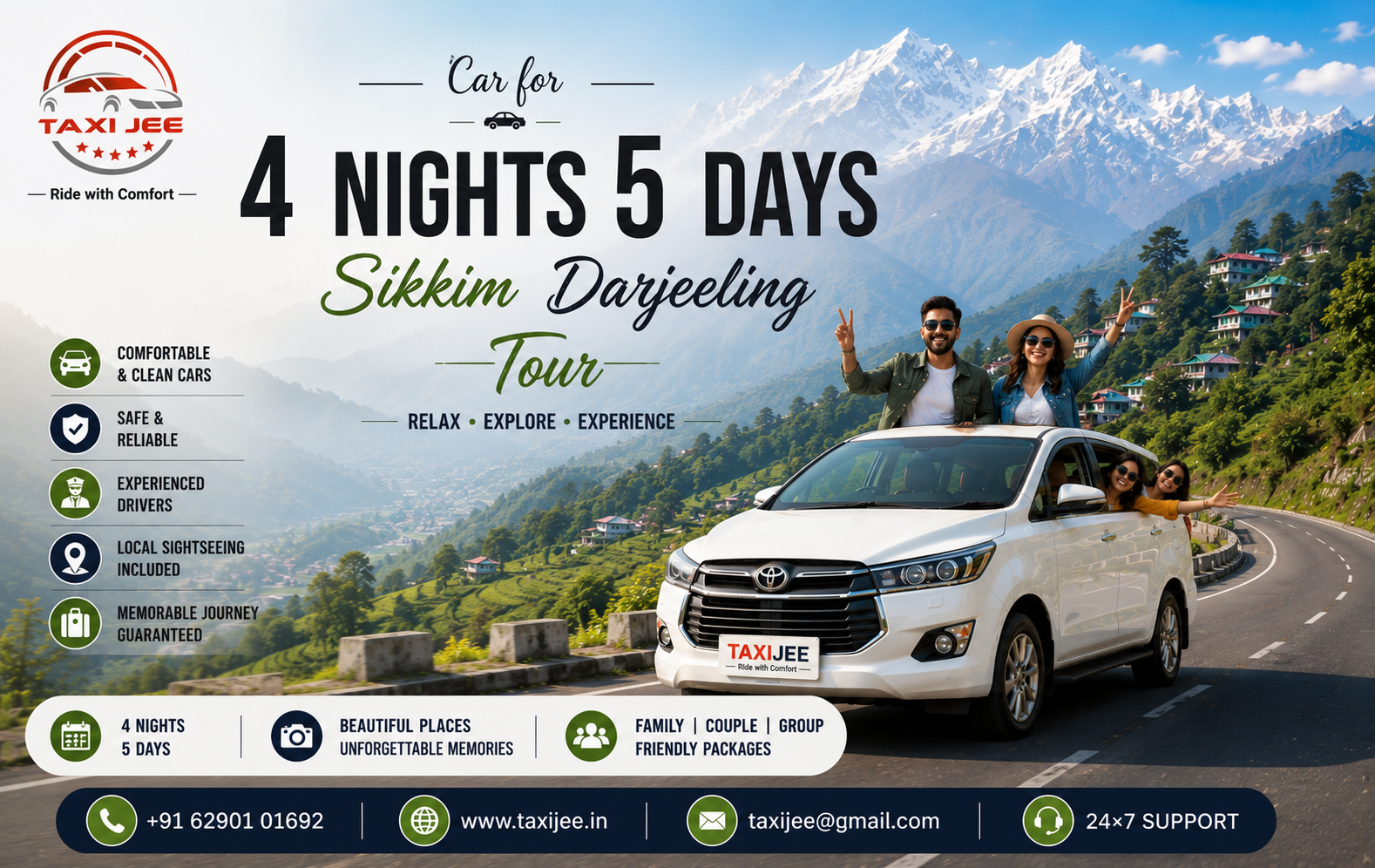 Car for 4 Nights 5 Days Sikkim Darjeeling Tour